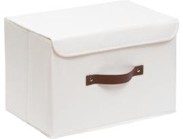 Caixa de Armazenamento Dobrável Conjunto de 1 Peça Cesto de Armazenamento de Tecido de Linho Lavável com Tampa e Alça de Couro Adequado para Guard