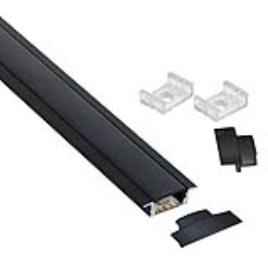 Kit - perfil aluminio kobe press para fitas led 1 metro preto