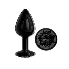 PLUGUE ANAL METÁLICO BLACKGEM COM JÓIA COR PRETO TAMANHO M