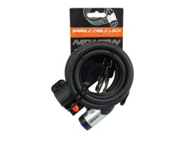 Fechadura espiral de bicicleta com tampa de fecho com suporte + 3 chaves NEWTON 12 mm x 1,80 m