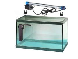 Aquário Vidro com moldura Preto 20 L. Filtro Xil + Tubo Luz Led
