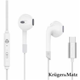 Auscultadores Stereo com Fios e Microfone Branco KRUGER MATZ