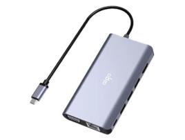 Adaptador AIGO H9 9In1 Type-C a 3Usb3.0 Hdmi Sd/Tf Pd Vga 1000Mbps para Huawei Mate40/P50 S20