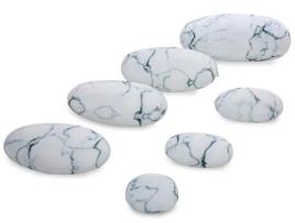 Conjunto de 7 almofadas VERCART Pedra de Pedra de Arremesso 40 x76 x43 cm Decoração em mármore branco