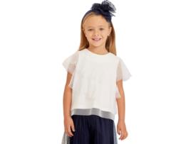 Blusa ABEL & LULA Folhos Tule Poliéster para Menina (6 anos - Branco)