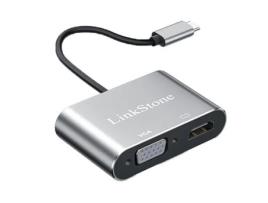 Adaptador LINKSTONE C318B 4In1 Type-C a Pd Hdmi Usb3.0 Vga para Huawei Mate40/P50 S20