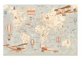 Papel de Parede WALLARENA Mapa do Mundo (Multicolor - 416x254 cm)
