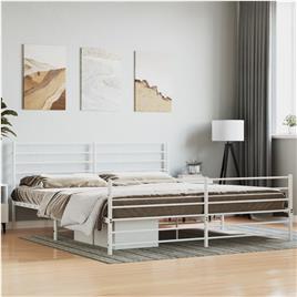 vidaXL Estrutura de cama com cabeceira e pés 183x213 cm metal branco