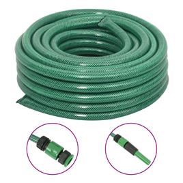 vidaXL Mangueira de jardim com conjunto de encaixe 50 m PVC verde