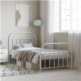 vidaXL Estrutura de cama com cabeceira e pés 100x190 cm metal branco