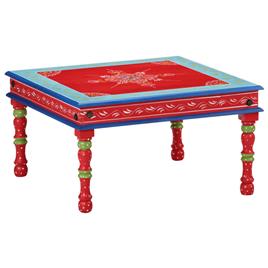 vidaXL Mesa de centro pintada à mão mangueira maciça vermelho