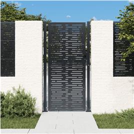 vidaXL Portão de jardim 105x180 cm aço design quadrados antracite