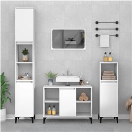 vidaXL 2 pcs conjunto móveis casa de banho derivados de madeira branco