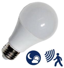 Lampada LED 220V E27 10W Branco F. 6000K 806Lm c/ Sensor Crepuscular + Presença - 