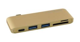 Hub USB C - USB C / 2x USB A / MicroSD / SD (Dourado) - LC-POWER
