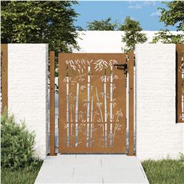 vidaXL Portão de jardim 105x130 cm aço corten design bambu