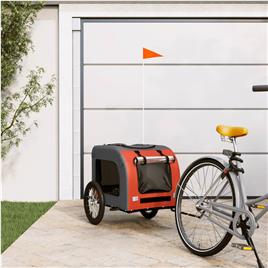 vidaXL Reboque de bicicleta p/ cães tecido oxford/ferro laranja/cinza