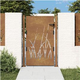 vidaXL Portão de jardim 105x155 cm aço corten design erva