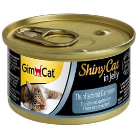 GimCat ShinyCat em gelatina 6 x 70 g - Atum e camarão