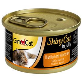 GimCat ShinyCat em gelatina 6 x 70 g - Atum e frango