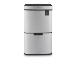 Les Collectors Balde Do Lixo para Reciclagem N°1010 64 L 3 Compartimentos Aço Inoxidável Auto-Enrolamento Silencioso