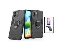 Kit Película de Vidro Temperado Gorilasglass + Capa de Proteção Militar Magnética + Suporte de Carro Magnético L para Xiaomi Redmi A2 GIFT4ME Preto