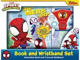 Livro disney junior marvel spidey and his amazing friends: go-webs-go! book and wristband sound book set de pi kids (inglês)