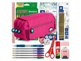 COLEPACK Bitsbobs Estojo Triplo com Material Escolar Incluído