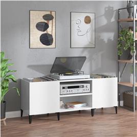 vidaXL Armário p/ discos 121x38x48 cm deriv. madeira branco brilhante