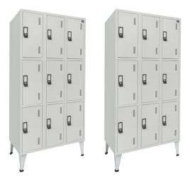 Pack 2 Cacifos Metálicos Triplo Cinza 9 Cacifos 1900x900x500mm Standard