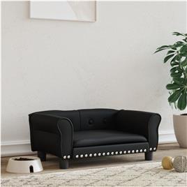 vidaXL Cama para cães 70x45x30 cm couro artificial preto