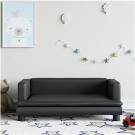 vidaXL Sofá infantil 80x45x30 cm couro artificial preto