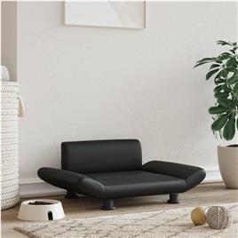 vidaXL Cama para cães 70x45x28 cm couro artificial preto