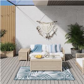vidaXL Tapete de exterior 80x150 cm ciano e branco