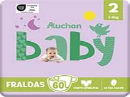 Fraldas Auchan Baby Tamanho 2 3-6kg 60un