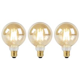 Set van 3 E27 dim to warm LED lamp goldline G95 8W 2000-2600K