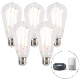 Set van 5 smart E27 dim to warm LED lampen ST64 7W 806 lm 1800-3000K