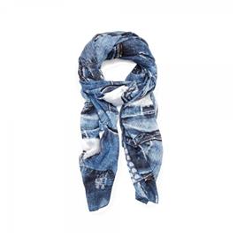 Desigual FOULARD RECTANGULAR PATCH DENIM, Azul - Ref. 23WAWA12