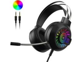 Auscultadores Jogos com fio estéreo de 35 mm para jogos com luz de fundo arco-íris Rgb Ps4