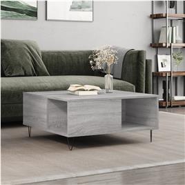 vidaXL Mesa de centro 80x80x36,5 cm derivados madeira cinzento sonoma