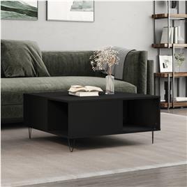 vidaXL Mesa de centro 80x80x36,5 cm derivados de madeira preto