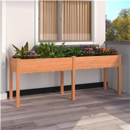 vidaXL Vaso/floreira c/ forro 203x53x76 cm abeto maciço castanho