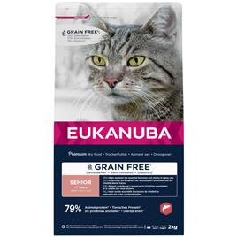 Eukanuba Senior Grain Free rico em salmão ração para gatos - 3 x 2 kg