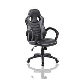 Cadeira Gaming Racing, Pele Sintética, Preto e Cinzento