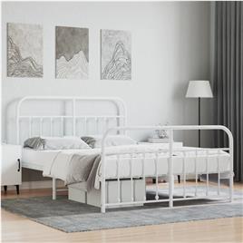 vidaXL Estrutura de cama com cabeceira e pés 135x190 cm metal branco