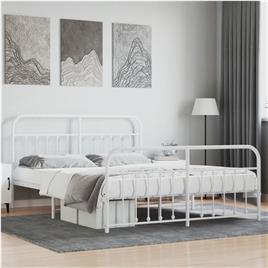 vidaXL Estrutura de cama com cabeceira e pés 180x200 cm metal branco