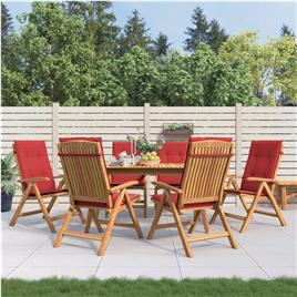 vidaXL Cadeiras de jardim reclináveis c/ almofadões 6 pcs teca maciça