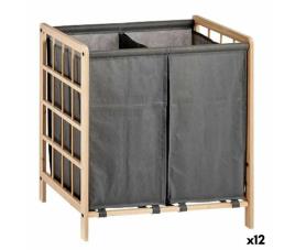 Cesto de Roupa Suja Castanho Cinzento Madeira 30 L x 2 33 x 60 x 59,5 cm (12 Unidades)