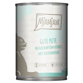 MjAMjAM 6 x 400 g comida húmida para gatos - Peru com abóbora cozida a vapor