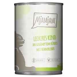 MjAMjAM 6 x 400 g comida húmida para gatos - Deliciosa vaca com abóbora ao vapor